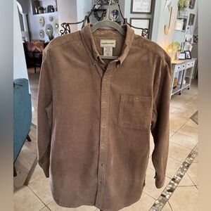SCANDIA WOODS Shirt Mens Large Corduroy Button Down Long Sleeve Cotton Brown